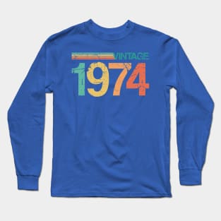 Vintage 1974 - 49th Birthday Gift - Nostalgic Birth Year Typography Long Sleeve T-Shirt